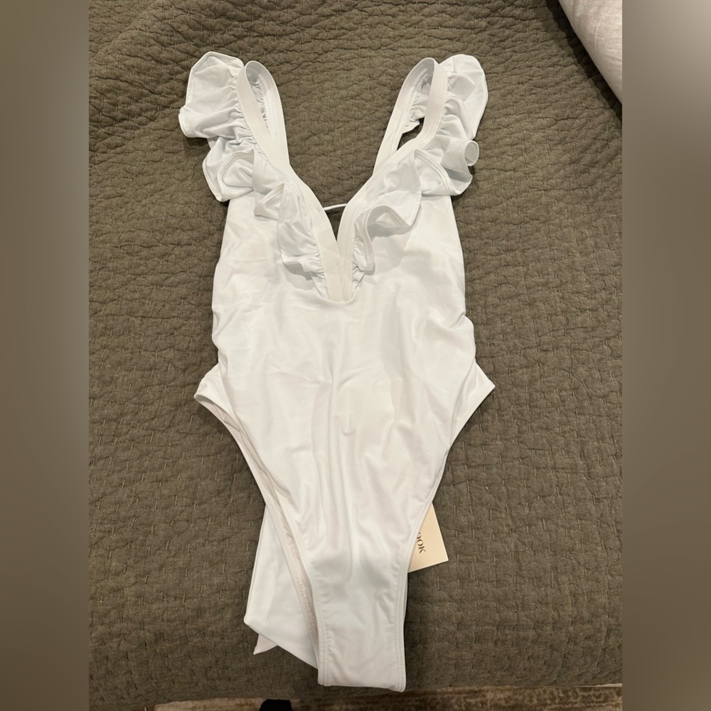Ramy Brook white ruffle onepeice swimsuit